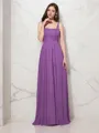 Sheath/Column Spaghetti Straps Refined Sleeveless Floor-Length Chiffon Bridesmaid Dress With Pleats