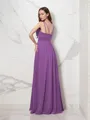 Sheath/Column Spaghetti Straps Refined Sleeveless Floor-Length Chiffon Bridesmaid Dress With Pleats