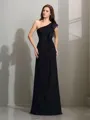 Sheath/Column One-Shoulder Graceful Sleeveless Floor-Length Chiffon Bridesmaid Dress With Pleats