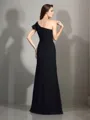 Sheath/Column One-Shoulder Graceful Sleeveless Floor-Length Chiffon Bridesmaid Dress With Pleats