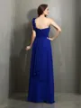 A-line One-Shoulder Sleeveless Floor-Length Fashion Chiffon Bridesmaid Dress With Hand-Made Flower