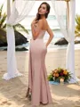 Sheath/Column One-Shoulder Glistening Sleeveless Floor-Length Silk like Satin Bridesmaid Dresses