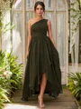 Classic A-line One-Shoulder Sleeveless Asymmetrical Chiffon Bridesmaid Dresses