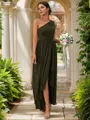 Classic A-line One-Shoulder Sleeveless Asymmetrical Chiffon Bridesmaid Dresses