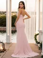 Alluring Sheath/Column V-Neck Sleeveless Sweep Train Stretch Crepe Bridesmaid Dresses