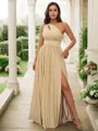A-line One-Shoulder Sleeveless Feminine Floor-Length Jersey Bridesmaid Dresses