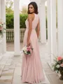 A-line Halter Sleeveless Shining Floor-Length Chiffon Bridesmaid Dresses