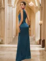 Sheath/Column One-Shoulder Fitted Sleeveless Floor-Length Silk like Satin Bridesmaid Dresses