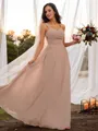 A-line Straps Sleeveless Floor-Length Beautiful Chiffon Bridesmaid Dresses