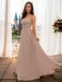 A-line Straps Sleeveless Floor-Length Beautiful Chiffon Bridesmaid Dresses