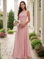 Stylish A-line Square Sleeveless Floor-Length Chiffon Bridesmaid Dresses