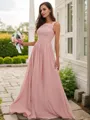Stylish A-line Square Sleeveless Floor-Length Chiffon Bridesmaid Dresses