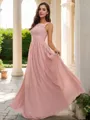 Stylish A-line Square Sleeveless Floor-Length Chiffon Bridesmaid Dresses