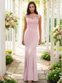 Trumpet/Mermaid Alluring High Neck Sleeveless Floor-Length Stretch Crepe Bridesmaid Dresses