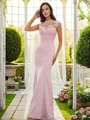 Trumpet/Mermaid Alluring High Neck Sleeveless Floor-Length Stretch Crepe Bridesmaid Dresses
