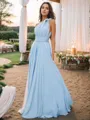 A-line Halter Sleeveless Floor-Length Subtle Jersey Bridesmaid Dresses