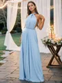 A-line Halter Sleeveless Floor-Length Subtle Jersey Bridesmaid Dresses