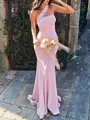 Sheath/Column One-Shoulder Sleeveless Floor-Length Stretch Crepe Sexy Bridesmaid Dresses
