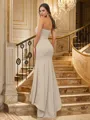 Trumpet/Mermaid Strapless Sleeveless Sweep Train Sophisticated Stretch Crepe Bridesmaid Dresses