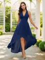 A-line V-Neck Trendy Sleeveless Asymmetrical Chiffon Bridesmaid Dresses