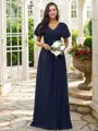 A-line V-Neck Charming Short Sleeves Floor-Length Chiffon Bridesmaid Dresses