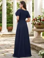 A-line V-Neck Charming Short Sleeves Floor-Length Chiffon Bridesmaid Dresses