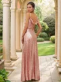 A-line Sparkly Straps Sleeveless Floor-Length Sequins Bridesmaid Dresses
