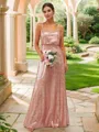 A-line Sparkly Straps Sleeveless Floor-Length Sequins Bridesmaid Dresses