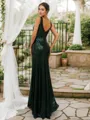 Sheath/Column V-Neck Sleeveless Sweep Train Shimmery Sequins Bridesmaid Dresses