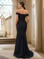 Sheath/Column Timeless Off-the-Shoulder Sleeveless Sweep Train Jersey Bridesmaid Dresses