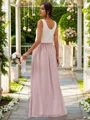 Dazzling A-line Scoop Sleeveless Floor-Length Chiffon Bridesmaid Dresses Two Piece