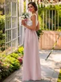 Dazzling A-line Scoop Sleeveless Floor-Length Chiffon Bridesmaid Dresses Two Piece