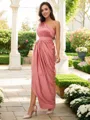 Delicate A-line One-Shoulder Sleeveless Ankle-Length Silk like Satin Bridesmaid Dresses