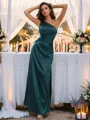 Sheath/Column One-Shoulder Sleeveless Floor-Length Silk like Satin Bodycon Bridesmaid Dresses