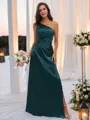 Sheath/Column One-Shoulder Sleeveless Floor-Length Silk like Satin Bodycon Bridesmaid Dresses