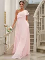 Unique A-line One-Shoulder Sleeveless Floor-Length Chiffon Bridesmaid Dresses