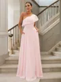Unique A-line One-Shoulder Sleeveless Floor-Length Chiffon Bridesmaid Dresses