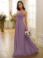 A-line V-Neck Sleeveless Floor-Length Flowing Chiffon Bridesmaid Dresses