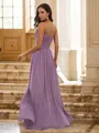 A-line V-Neck Sleeveless Floor-Length Flowing Chiffon Bridesmaid Dresses