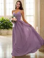 A-line V-Neck Sleeveless Floor-Length Flowing Chiffon Bridesmaid Dresses