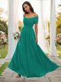 A-line Off-the-Shoulder Sleeveless Floor-Length Subtle Chiffon Bridesmaid Dresses