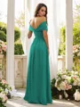 A-line Off-the-Shoulder Sleeveless Floor-Length Subtle Chiffon Bridesmaid Dresses