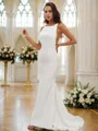 Sheath/Column Square Sleeveless Sultry Sweep Train Stretch Crepe Bridesmaid Dresses