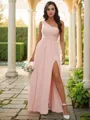 A-line One-Shoulder Sleeveless Floor-Length Stylish Jersey Bridesmaid Dresses