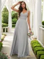 A-line Sophisticated V-Neck Sleeveless Floor-Length Chiffon Bridesmaid Dresses