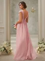 A-line V-Neck Sleeveless Sweep Train Scintillating Chiffon Bridesmaid Dresses