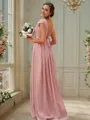 A-line V-Neck Sleeveless Sweep Train Scintillating Chiffon Bridesmaid Dresses