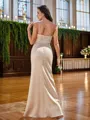Sheath/Column One-Shoulder Flattering Sleeveless Floor-Length Charmeuse Bridesmaid Dresses