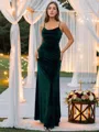 Sheath/Column Spaghetti Straps Sleeveless Floor-Length Velvet Delicate Bridesmaid Dresses