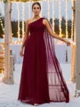 A-line One-Shoulder Modest Sleeveless Floor-Length Chiffon Bridesmaid Dresses